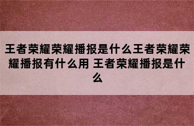 王者荣耀荣耀播报是什么王者荣耀荣耀播报有什么用 王者荣耀播报是什么